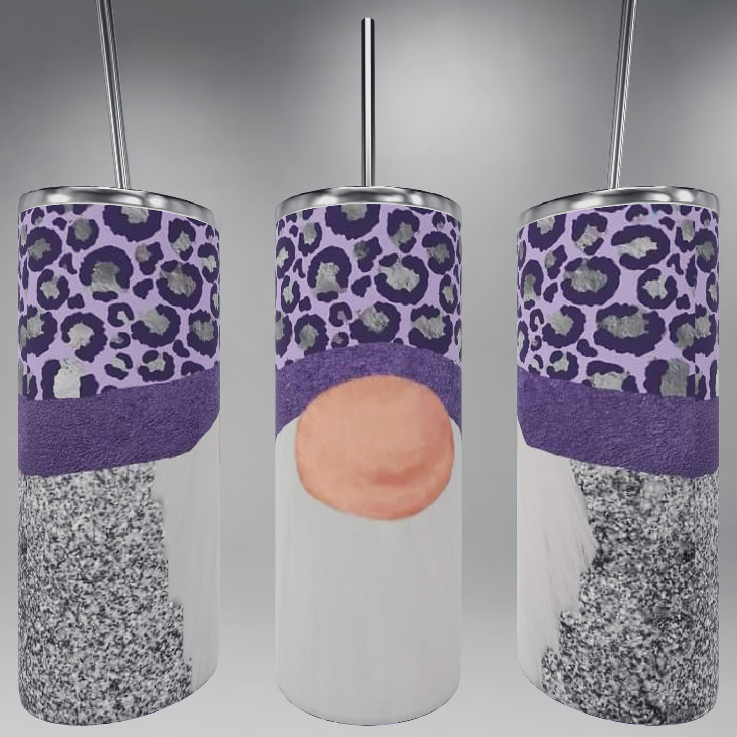 Purple Leopard/Cheetah Gnome Tumblers