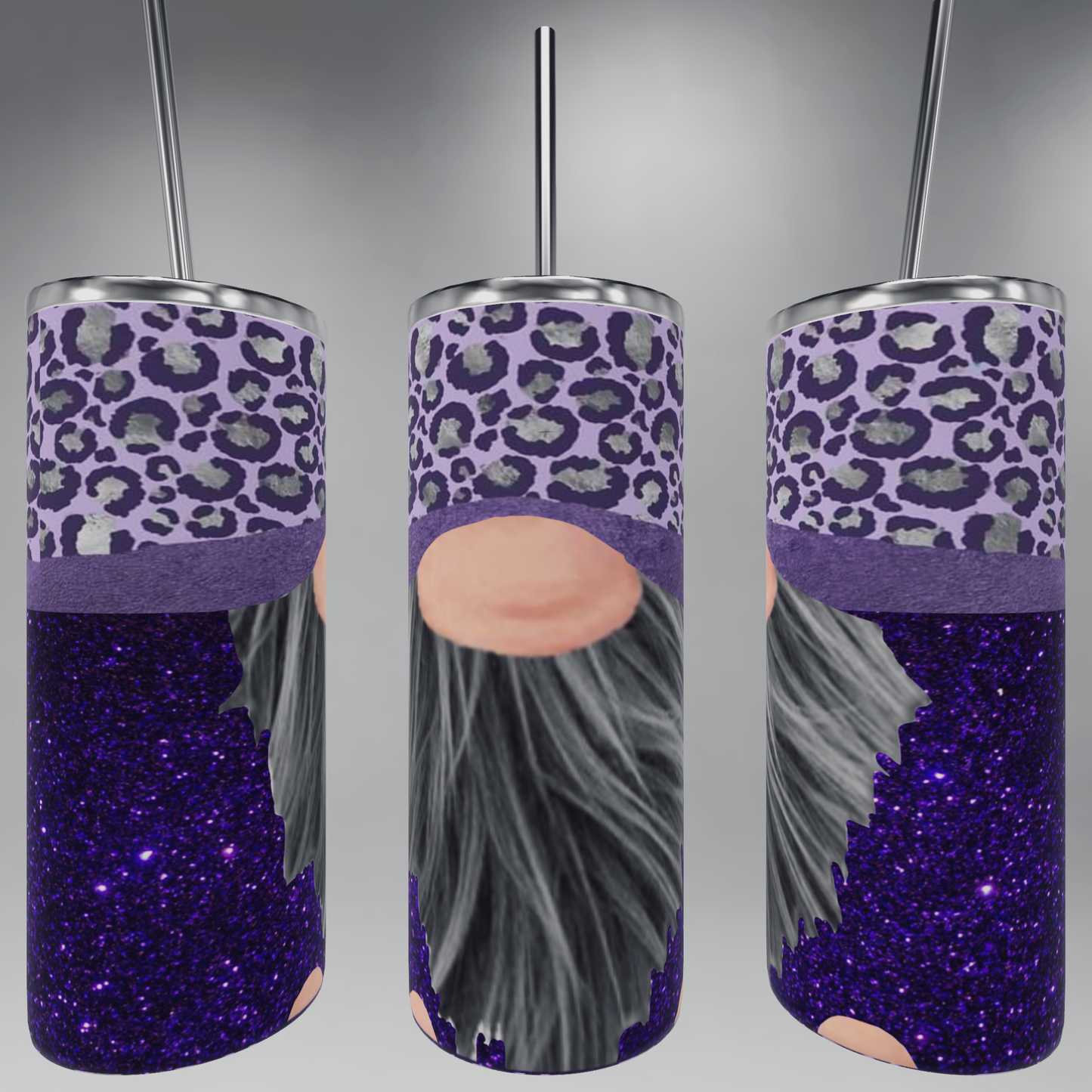 Purple Leopard/Cheetah Gnome Tumblers