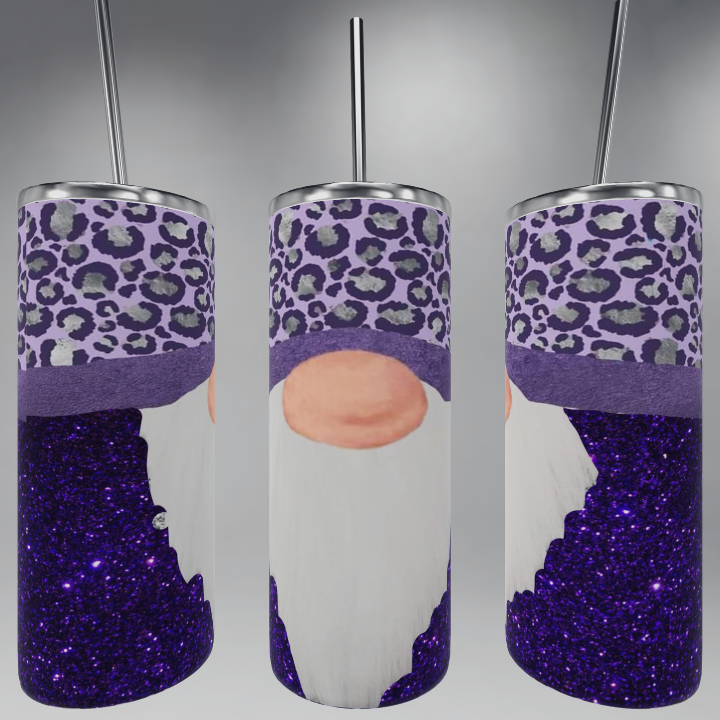 Purple Leopard/Cheetah Gnome Tumblers