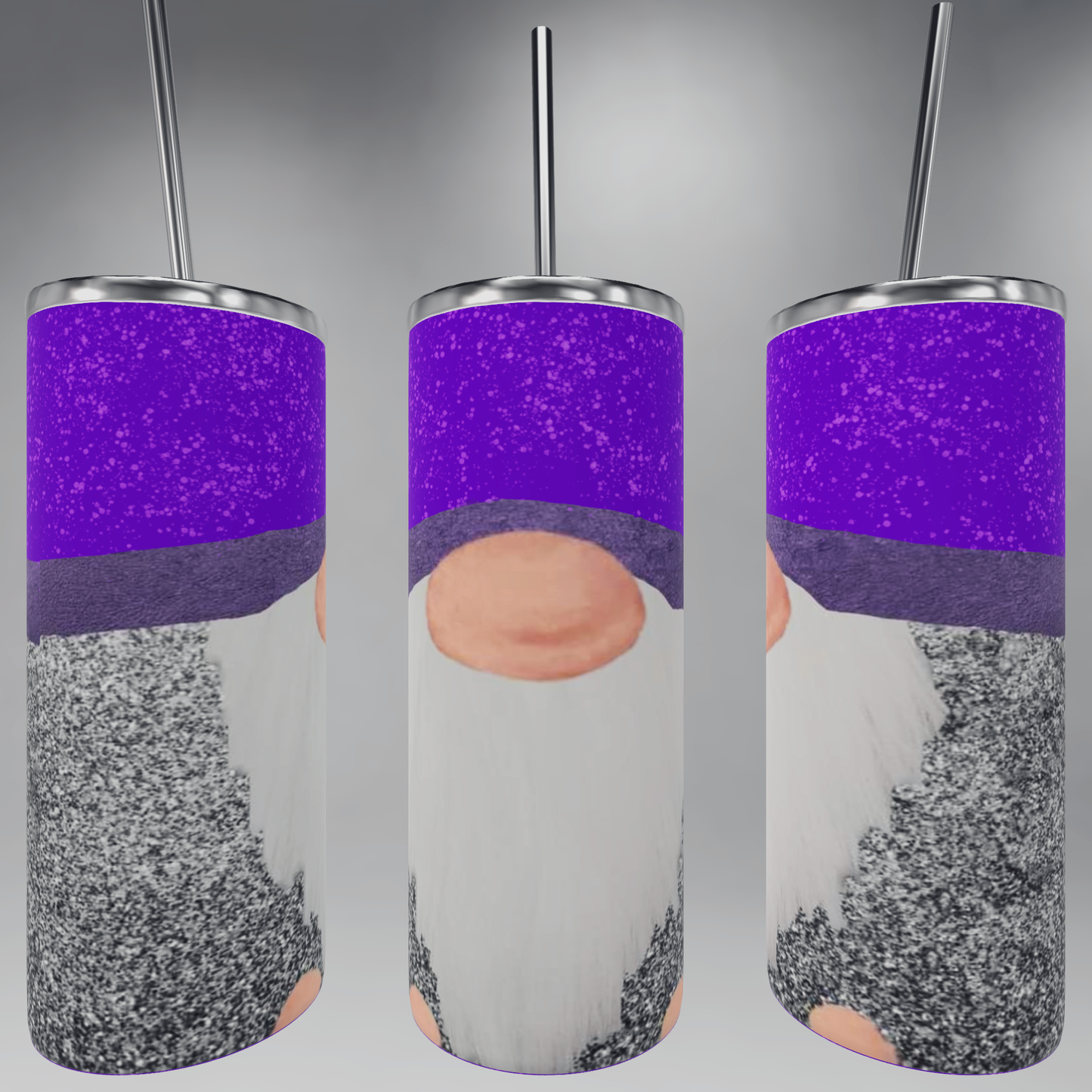 Purple Glitter Gnome Tumblers